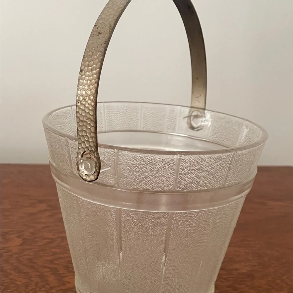 Vintage Glass Bucket with silver handle